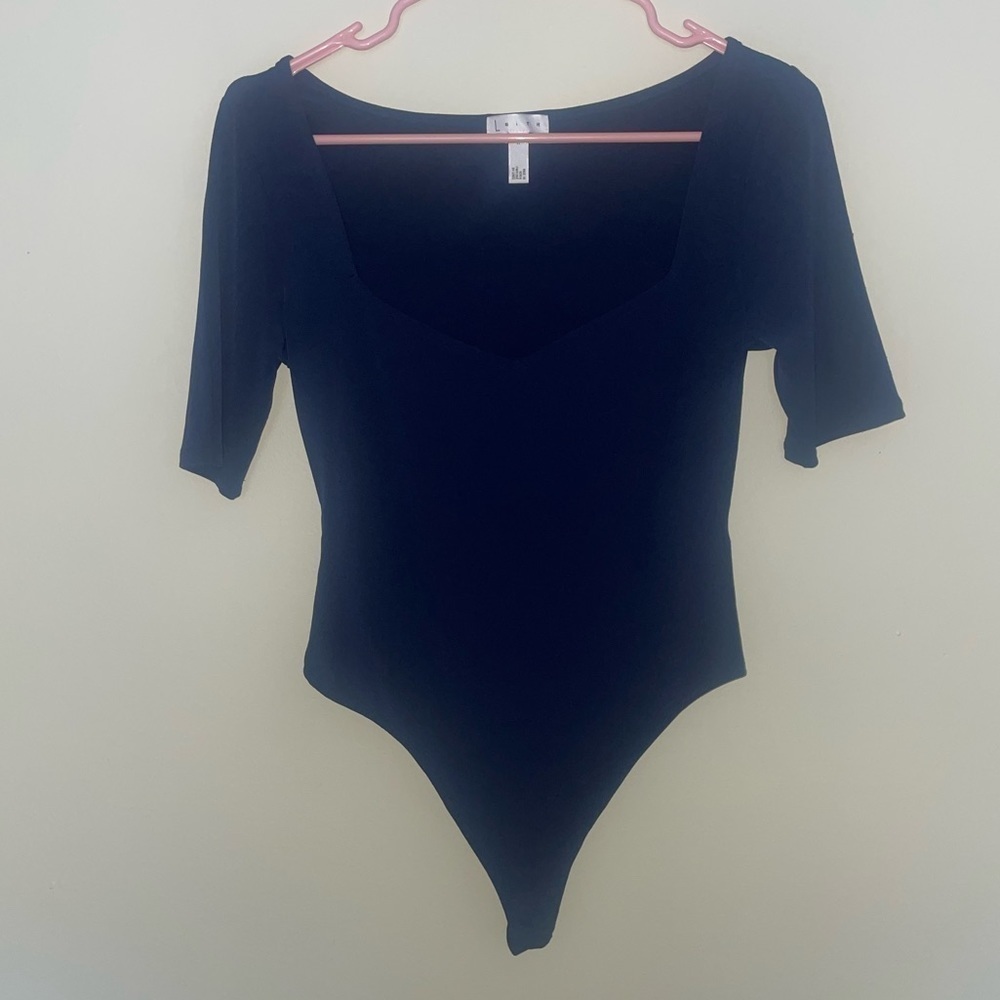 Leith Navy Square Neck Bodysuit Size Medium